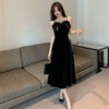 Strap V-neck Spicy Girl Cross border Dark Hair Splicing Slim Fit Bag Hip Fishtail Long Dress