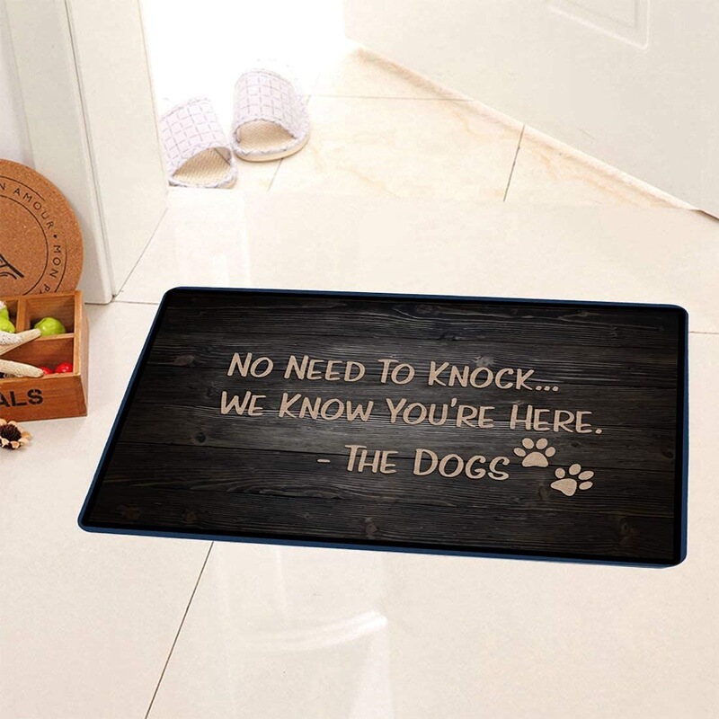Cross-Border Retro Wood Grain English Fun Dog Paw Text Print Non-Slip Flannel Floor Mat Home Carpet Decoration