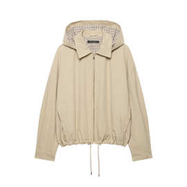 2026秋跨境欧美女装纯色连帽夹克外套  26603