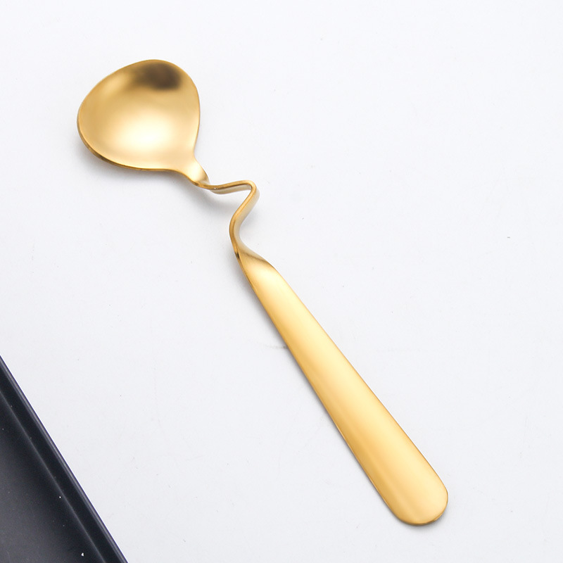 304 Stainless Steel Bent Handle Card Coffee Irregular Twisted Hanging Cup Edge Stirring Spoon Net_voghion.com