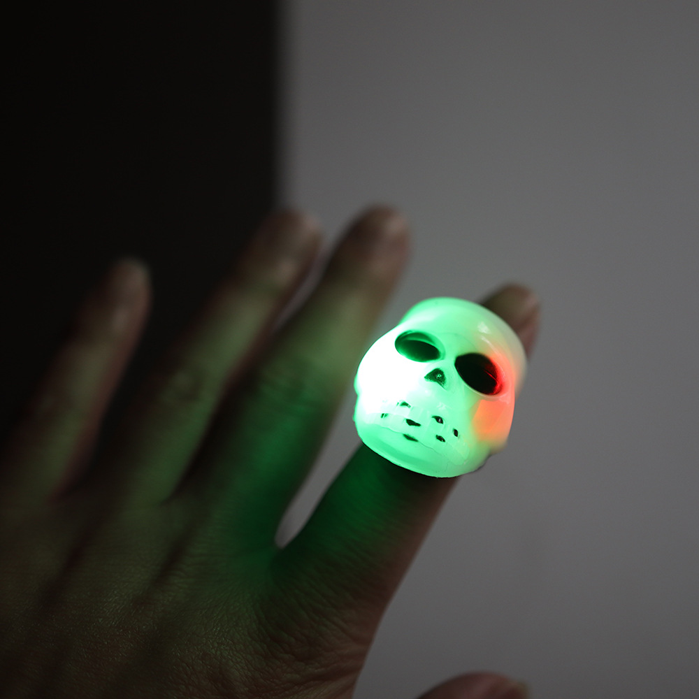 Halloween luminoso anillo plástico calabaza luz anillo murciélago cráneo anillo niños truco anillo de juguete