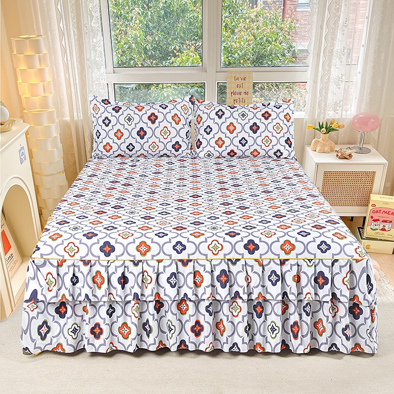 Máscara de cama Simmons transfronteriza, algodón de aloe vera, falda de cama de encaje bilateral de una sola pieza, cubierta de cama de princesa coreana, fábrica al por mayor