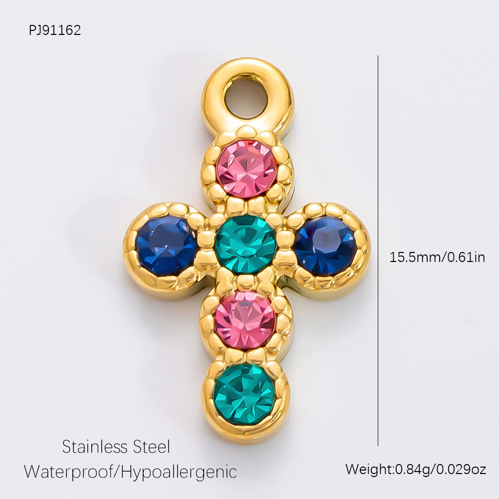 1 Piece 304 Stainless Steel PVD Coated Real Gold Plated Geometric Cross Heart Shape Polished Pendant DIY Jewelry Accessories display picture 13