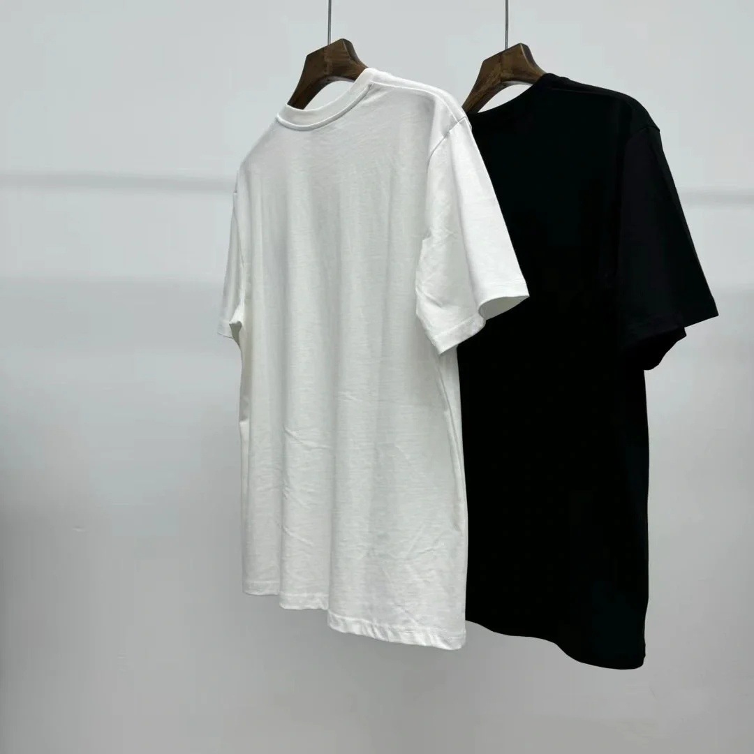 Luoyi微刺繍半袖Tシャツ、男女兼用、夏用コットンラウンドネック、万能トップス、インスタ映えTシャツ、ゆったりタイプ