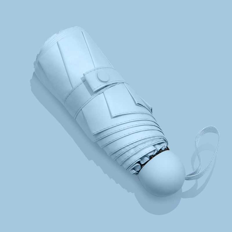 Paraguas a prueba de sol para mujer paraguas a prueba de sol a prueba de rayos UV de doble uso de cinco veces mini pequeño paraguas portátil plegable cápsula