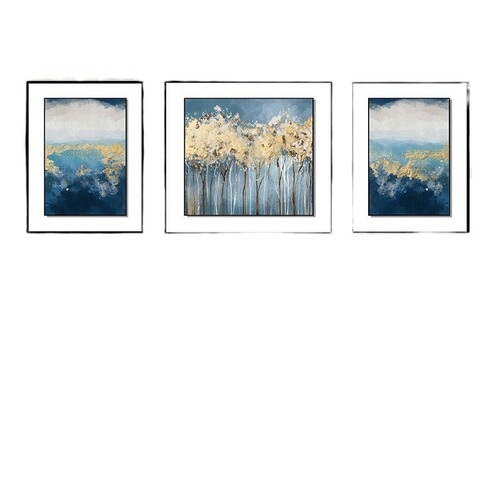 Modern luxury living room decor painting high-end sofa wall art abstract minimalist triptych mural leather embossed texture painting