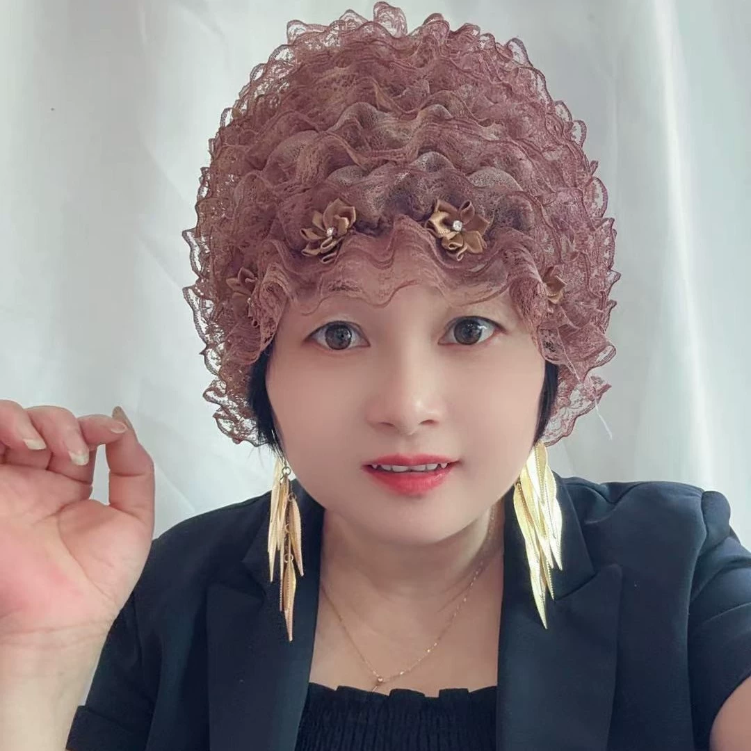 Летняя тонкая шелковая шапочка из 5-7 слоев с цветочным кружевом, модная и универсальная, маскирует седину, дышащая шапка.