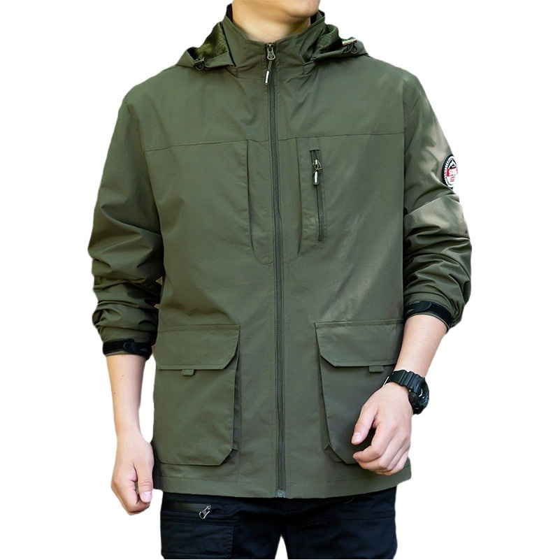 Chaqueta de primavera y otoño para hombre, exportación transfronteriza, corte holgado, multibolsillos, cortavientos, deportiva, tallas grandes. image 1