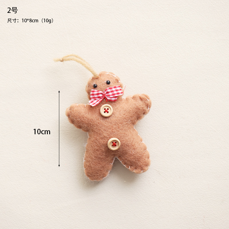 Navidad fieltro de lana decoración colgante accesorios DIY hechos a mano árbol de Navidad alce paquete de regalo pan de jengibre accesorios colgante hombre