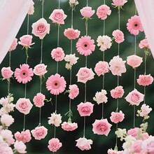 跨境仿真花朵花头空中花海悬浮花艺 室外婚礼拍照背景 居家装饰