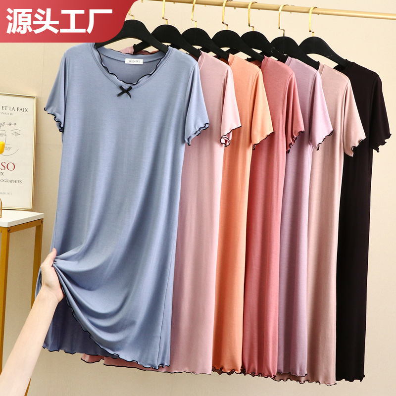 Modal Home Clothes Korean Style Women's plus size Loose Nightdress Short Sleeve Pajamas dress Pullover Casual Summer New Style
