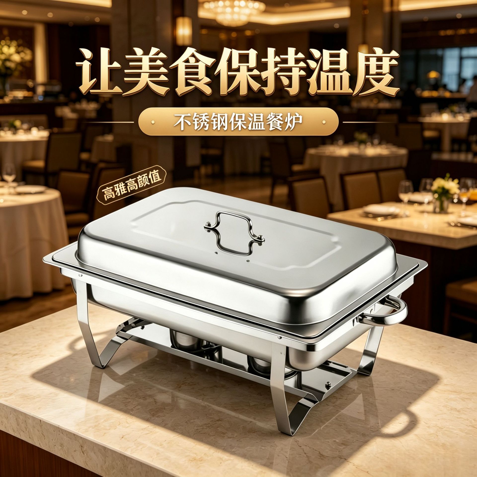 Buffet stove, thickened stainless steel, alcohol-powered, electric heating, commercial-grade, suitable for hotels and restaurants, with a large capacity and a flip-top design