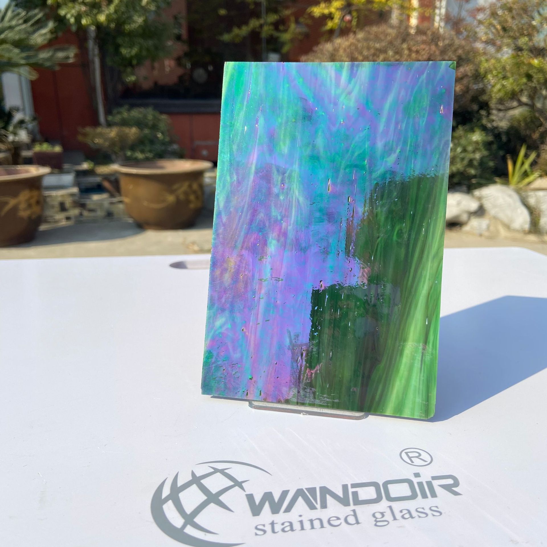 【厂家直销】彩色珠光波纹玻璃    孔雀绿  教堂玻璃【OPAL 12】