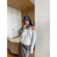 【十三行特价不退换】一字肩斜肩上衣女设计感挂脖吊带背心两件套
