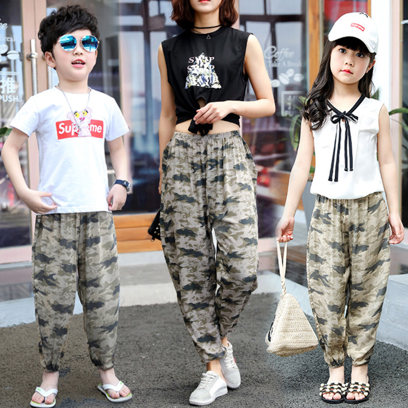 Nuevos pantalones a prueba de mosquitos para niños de verano Pantalones para padres e hijos pantalones a prueba de Mosquitos de algodón para niños Pantalones anchos para niñas bloomers algodón seda