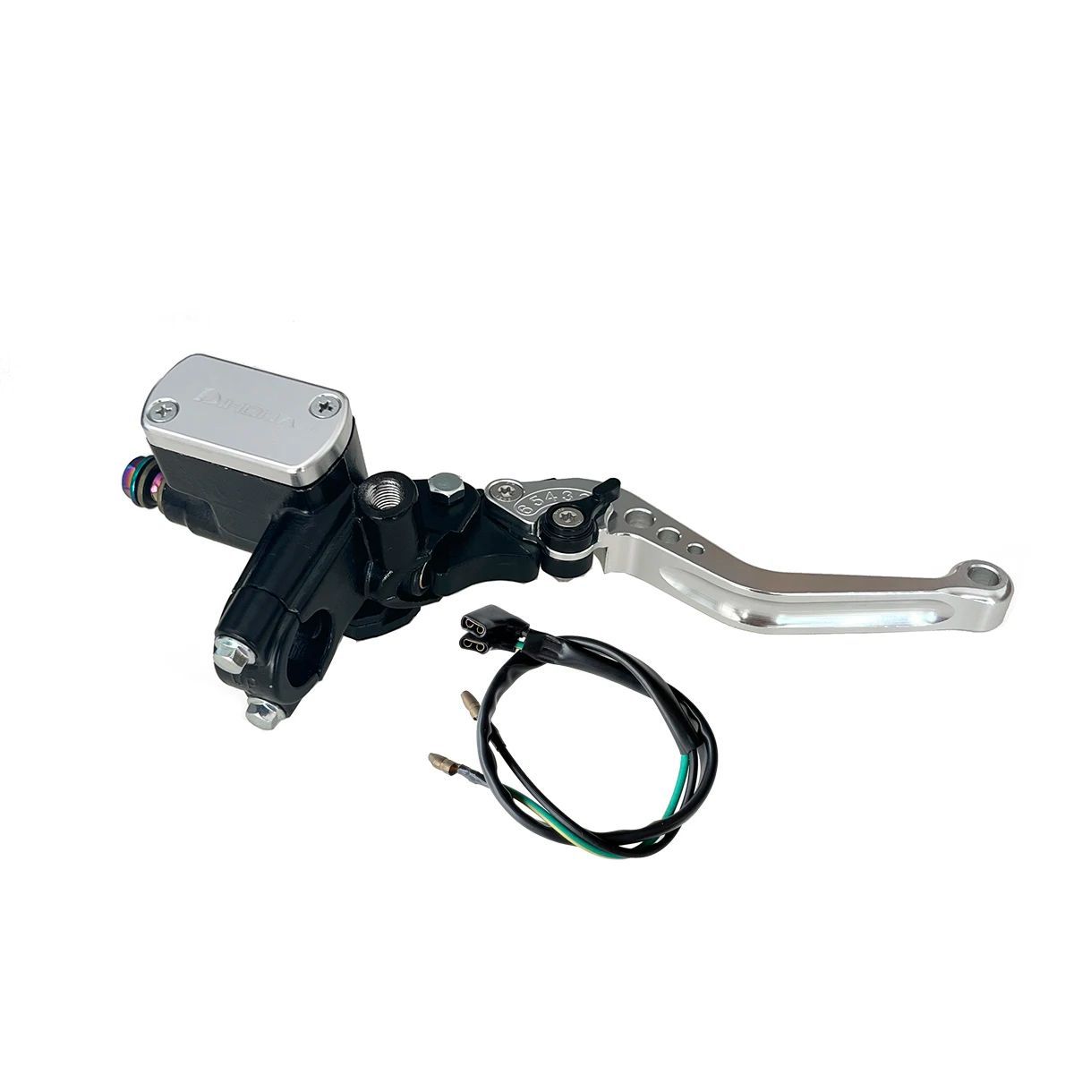 Universal modified hydraulic brake master cylinder for motorcycles and electric bikes with six-speed adjustable handle and power-off switch