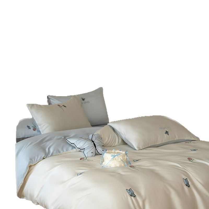 Summer Romantic Butterfly Tencel Duvet Cover Set Double Sided_voghion.com