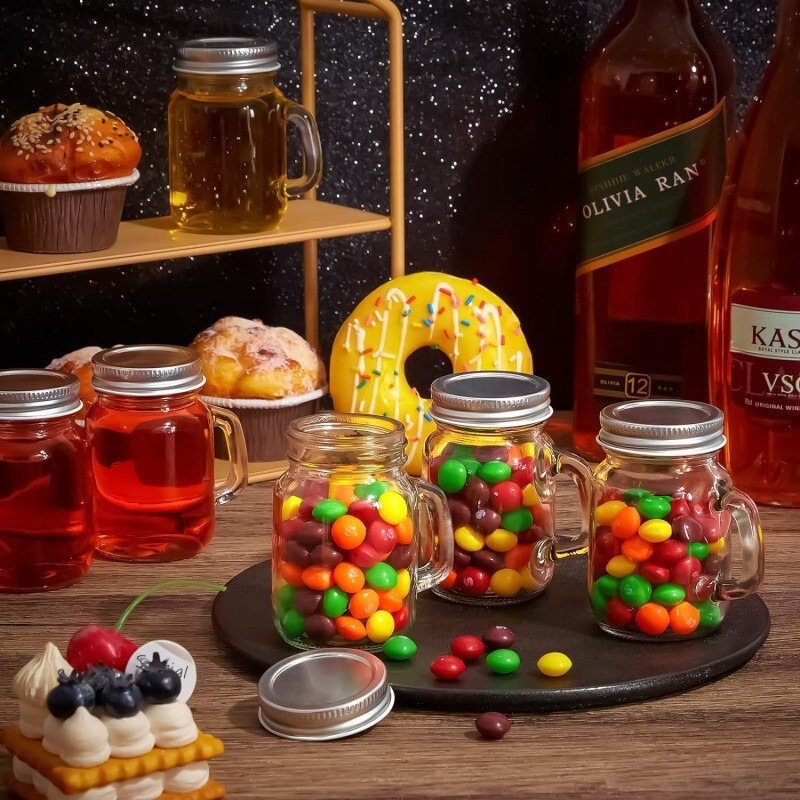 40ml Transparent Glass Jar with Handle, Portable and Creative, High Aesthetic Value Mason Cup, Sealed Coffee Liquid and Jam Bottle 40ml Transparent Glass Jar with Handle, Portable and Creative, High Aesthetic Value Mason Cup, Sealed Coffee Liquid and Jam Bottle