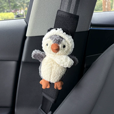 Pad Protective Cover Anti-Neck Strangulation | Seat belt shoulder pad - panda-hat-crossbody-bag-penguinlinen-shoulder-pad-black
