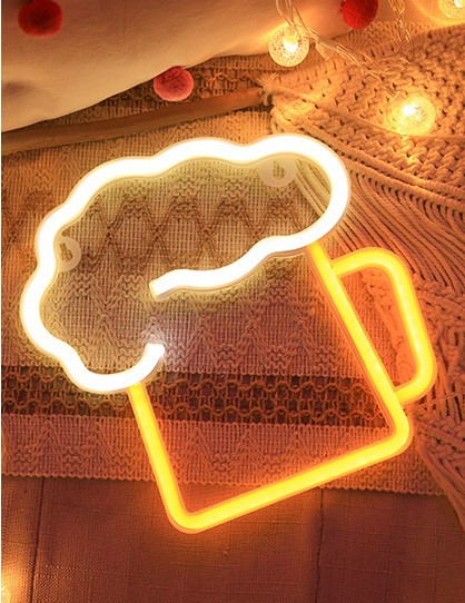 Lámpara de modelado de la taza de cerveza nueva exótica cerveza apariencia neón luz bar fiesta familia Diseño Lámpara decorativa