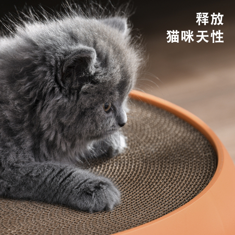 Nuevo tablero de agarre de gato redondo nido de gato garra de doble uso papel corrugado resistente al desgaste tablero de agarre de gato redondo suministros de gato al por mayor