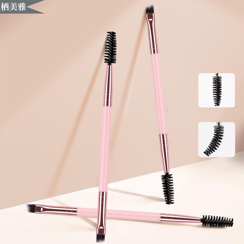 双头眉刷睫毛刷螺旋刷斜角眼线刷一支两用便携美观化妆刷美妆工具