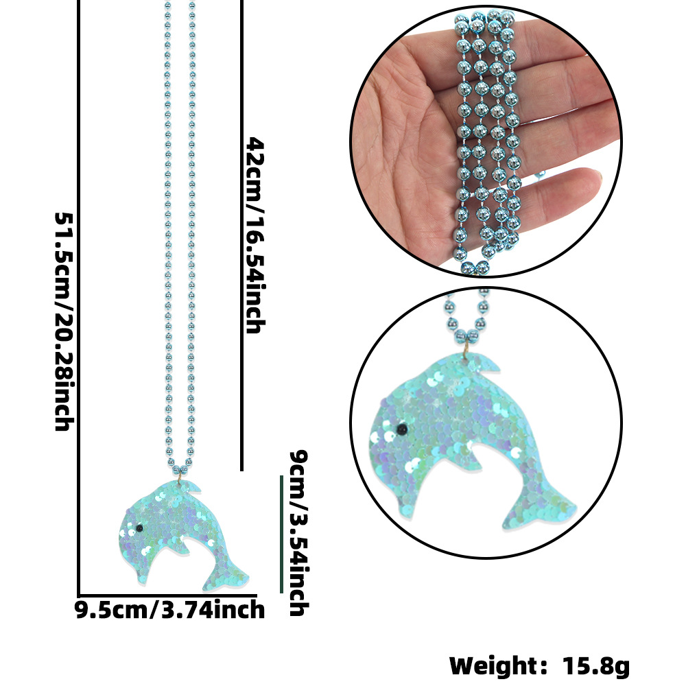 Amazon Ocean Series collar sirena tema decoración de fiesta colgante delfines sequillas de color cadena de cuentas de cola de mermaid