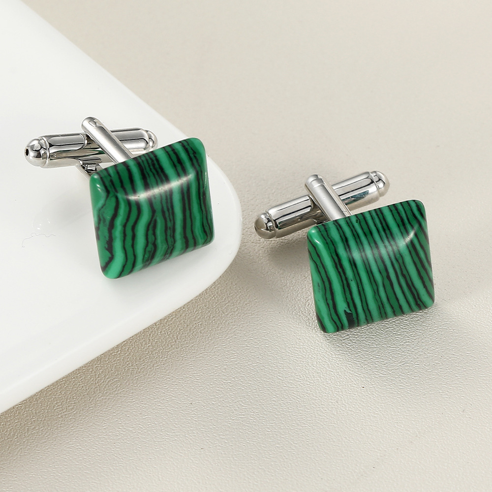 European and American Fashion Turquoise Malachite Cufflinks Men's Business French Button Cuff Nails Shein Factory New Products