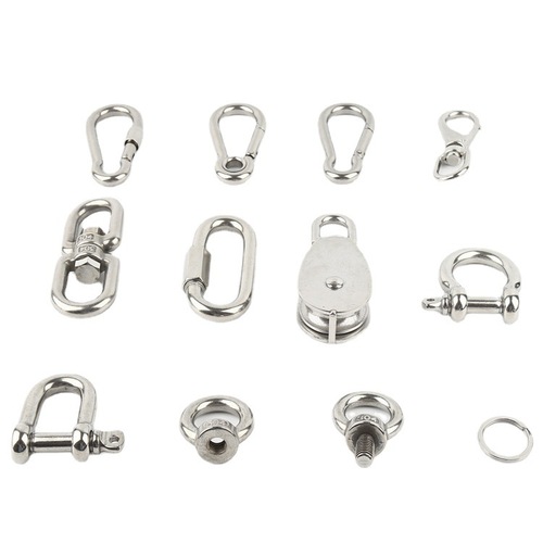 Wholesale 304 stainless steel insurance type spring buckle hoist safety buckle carabiner hook steel belt nut carabiner