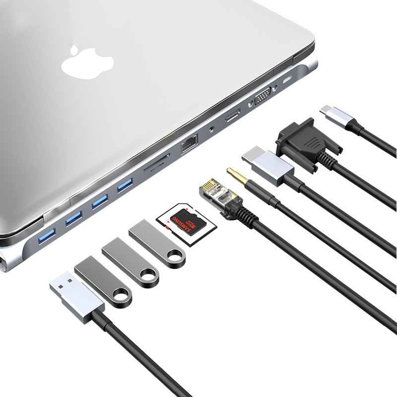 Multifunctional 11-in -1 Type-C docking station USB to HDMI adapter Hub notebook stand type docking station