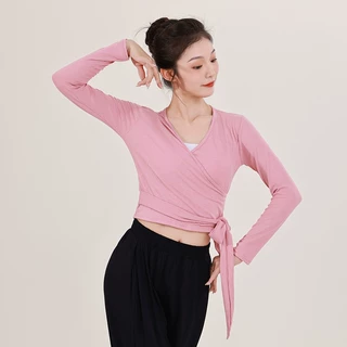 舞蹈服成人款女教师绑带瑜伽拉丁舞服现代舞练功服上衣舞蹈训练服