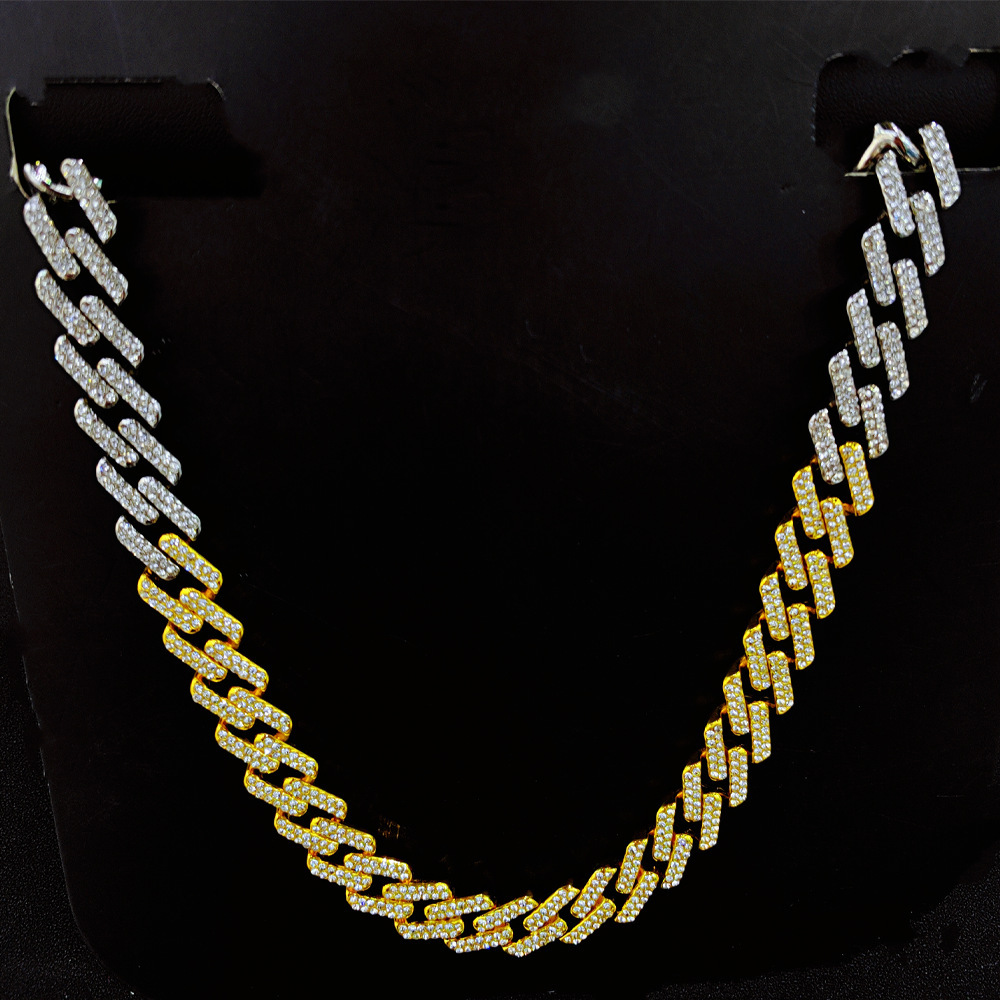 Hot selling 15mm diamond necklace with personalized design for men and women's hip-hop Cuban bracelet_voghion.com