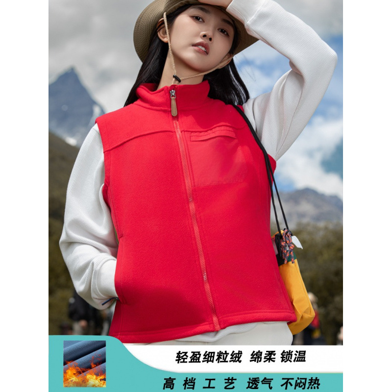 Ropa de terciopelo al aire libre de mujeres otoño y invierno chaleco de terciopelo de doble cara chaleco caliente para hombres chaleco delgado y delgado abrigo sin manga image 1