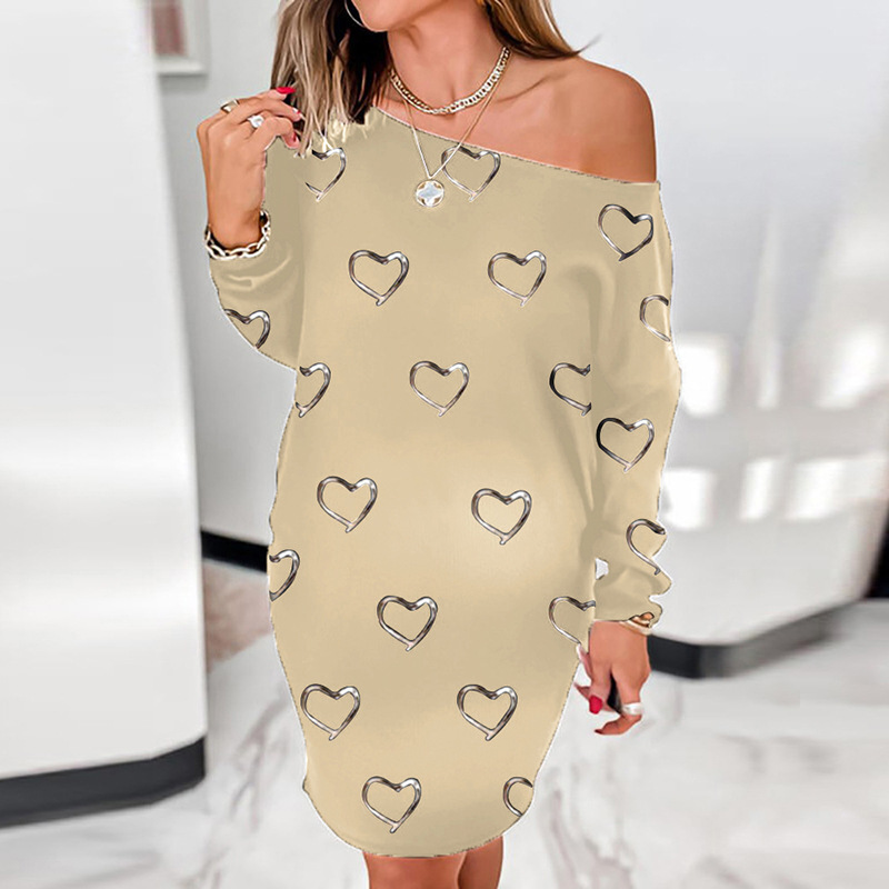 printing long-sleeved casual dress NSKX36797