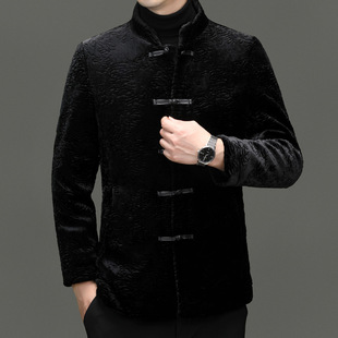 Men's Tang Suit Collar Chinese Style Gold Mink Down Jacket Thickened Coat Middle-aged Warm Fur Men's Coat