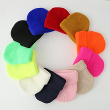 单色光板抽针毛线针织帽圆机纯色双层腈纶圆顶户外保暖骑行套头帽