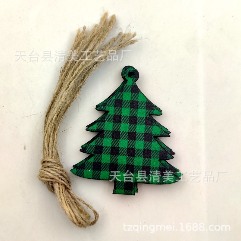 33 modelos de cuadros verdes y negros serie navideña piezas de madera colgante de decoración navideña se pueden combinar libremente 10 piezas en un paquete