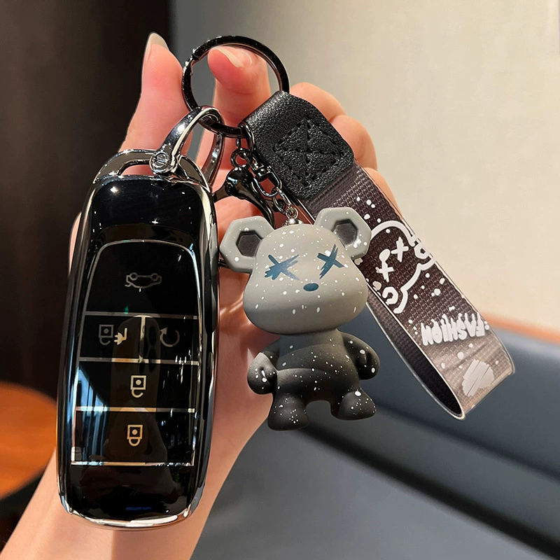 Корпус ключа (Trumpchi) Смарт 5–кнопок, одна крышка или с подвеской-медведем и ремешком, белый/черный/фиолетовый