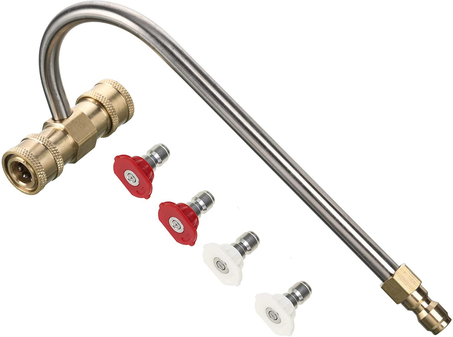 1/4 英寸排水沟清洁器套件 带4个喷嘴头 快速连接头 4000PSI