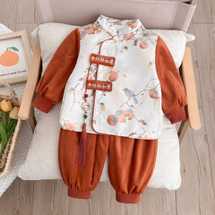 赤ちゃん服春秋服男の子服新中国式国風セット子供服1歳服セパレート2点セット
