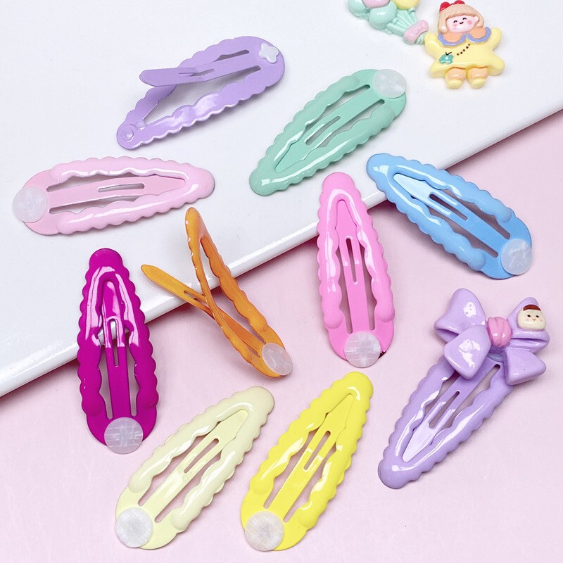 New INS candy color wavy edge knock piece bb hairpin cute girl heart hairpin bangs clip DIY handmade homemade