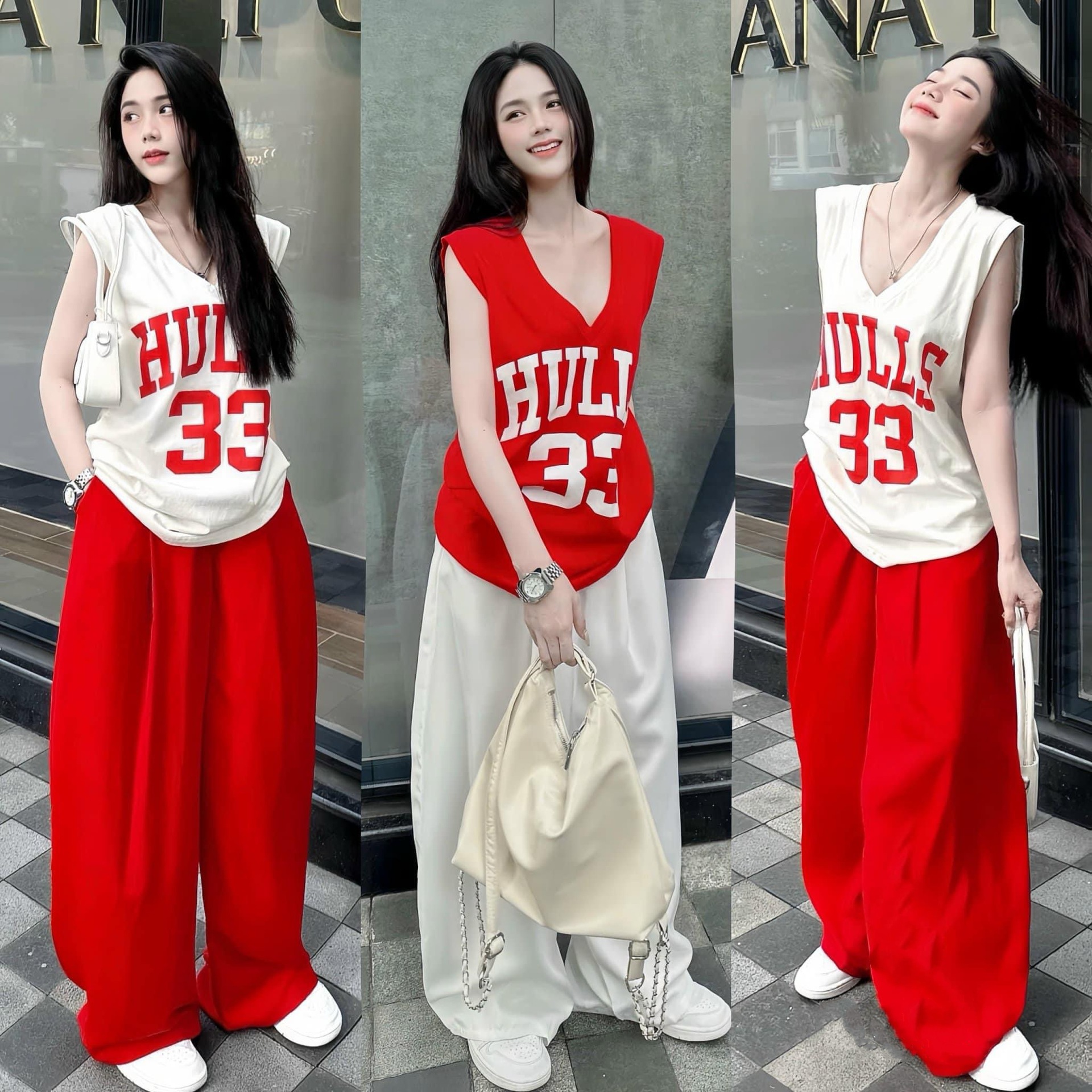 无袖背心套装女夏季新款美式时尚宽松T恤阔腿裤休闲时尚两件套ins