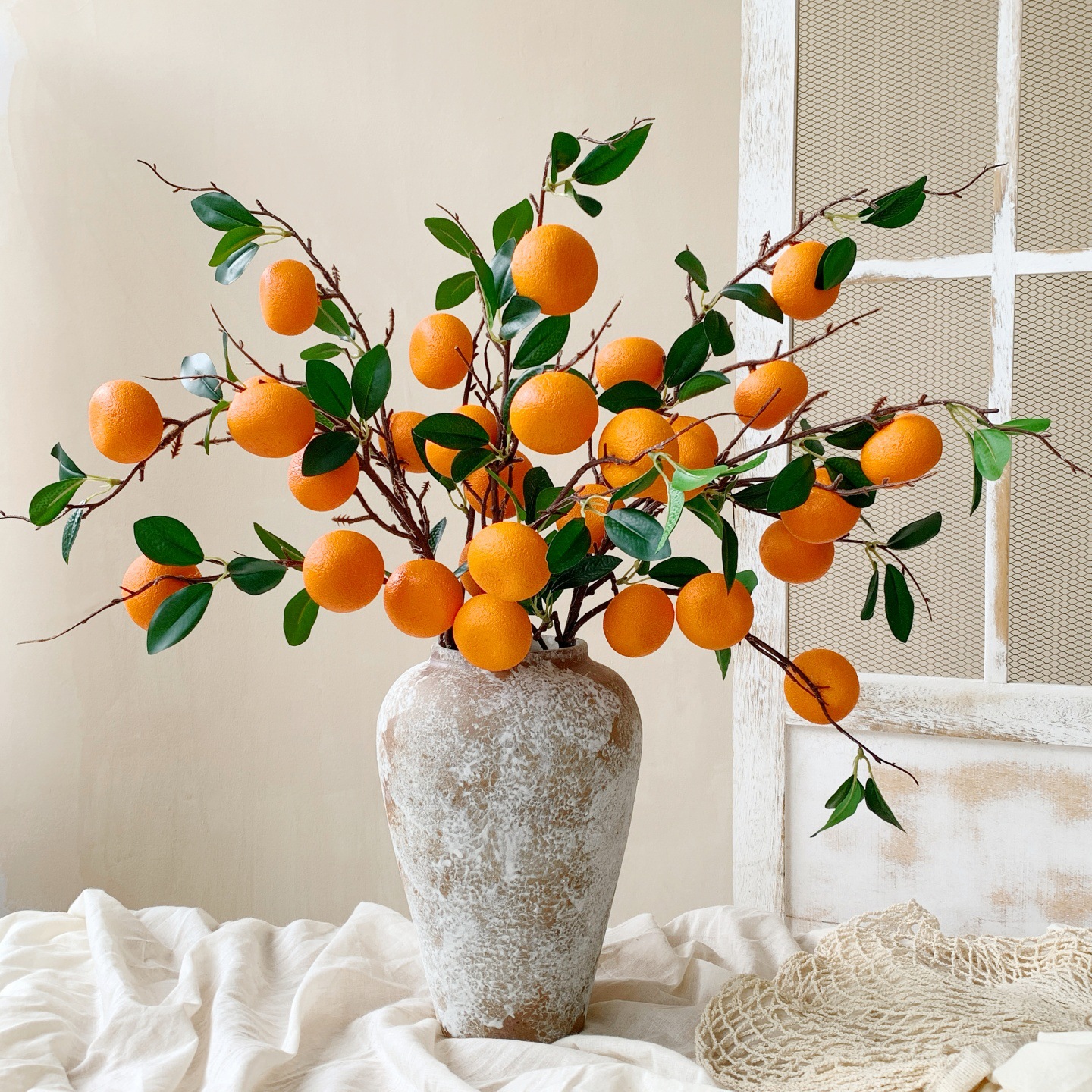 High-End Realistic Orange Fruit Branches Tv Cabinet Entrance Dining Table Decoration Artificial Flowers Fake Flowers Floral Ornaments
