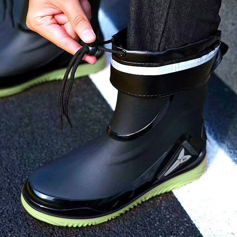 Giày bốt đi mưa dày ống ngắn thời trang nam đi mưa cổ thấp ấm áp làm việc giày cao su chống trượt câu cá nhà bếp ủng đi mưa dành cho nam