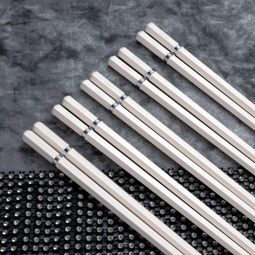 Youshengmeidi Shuangshihui white chopsticks alloy chopsticks light luxury style chopsticks home community group buying live broadcast