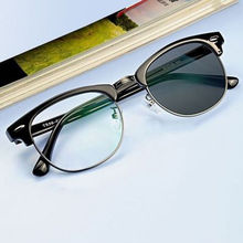 3016变色太阳镜经典新款复古米钉半框变色墨镜潮变色眼镜厂家批发