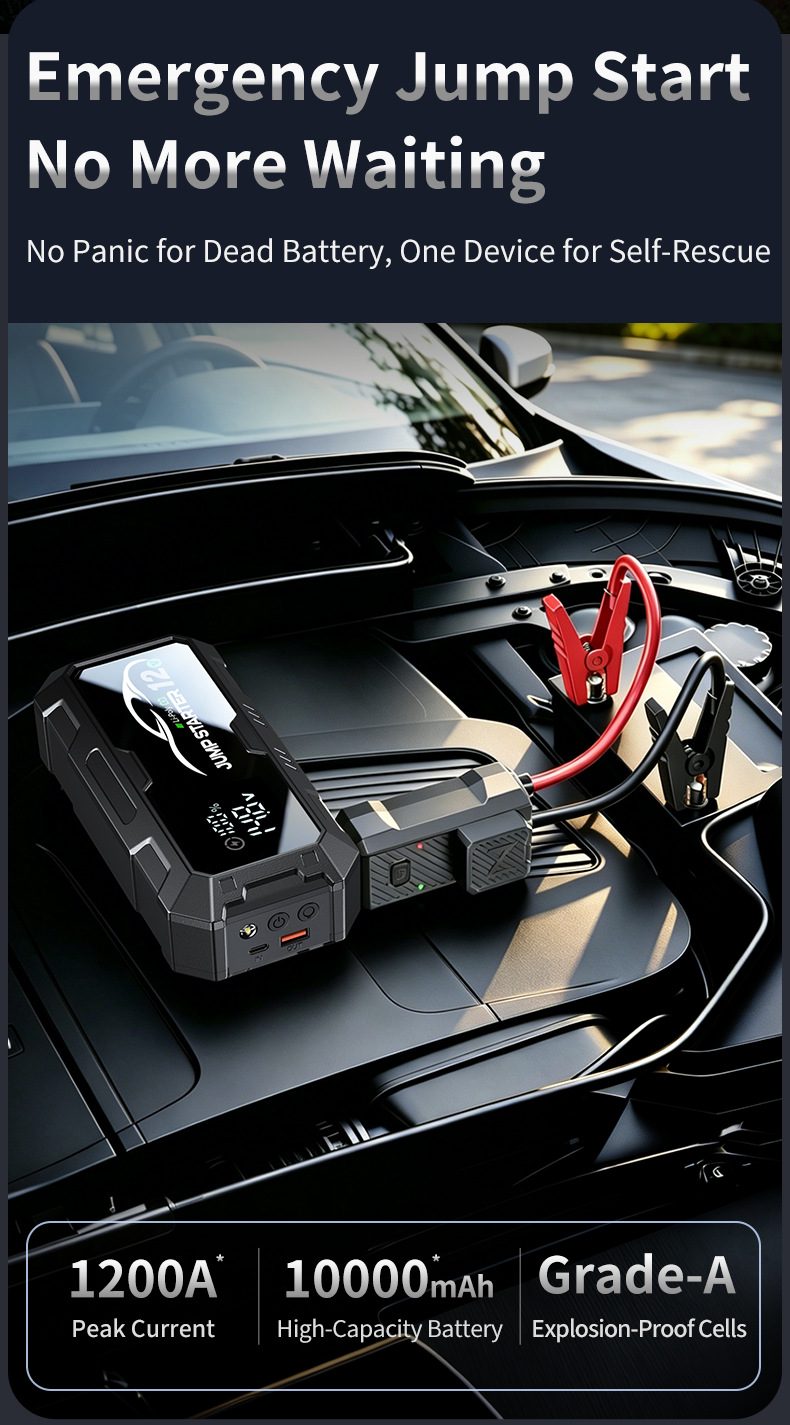 12V Car Emergency Starting Power Supply 1000A Large Capacity Jump Starter with Lighting Function Car Battery Emergency Power Supply