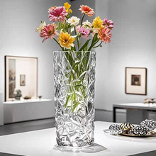 北欧ins风摆件透明玻璃花瓶批发高级感富贵竹玻璃器皿插花摆件