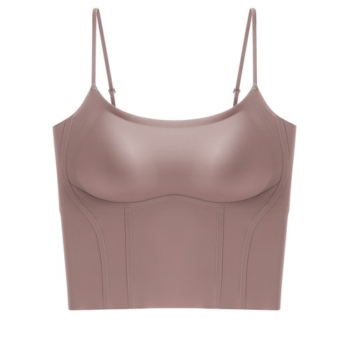 Live broadcast wear-free two-in-one underwear camisole fixed cup beautiful back seamless jelly soft support push-up underwear factory