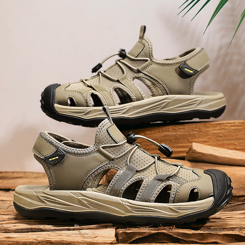 Cross-Border Large Size Sandals for Men 2025 Summer New Style Men's Hollow Breathable Sandals Outdoor Casual Closed-Toe Beach Shoes Cross-Border Large Size Sandals for Men 2025 Summer New Style Men's Hollow Breathable Sandals Outdoor Casual Closed-Toe Beach Shoes
